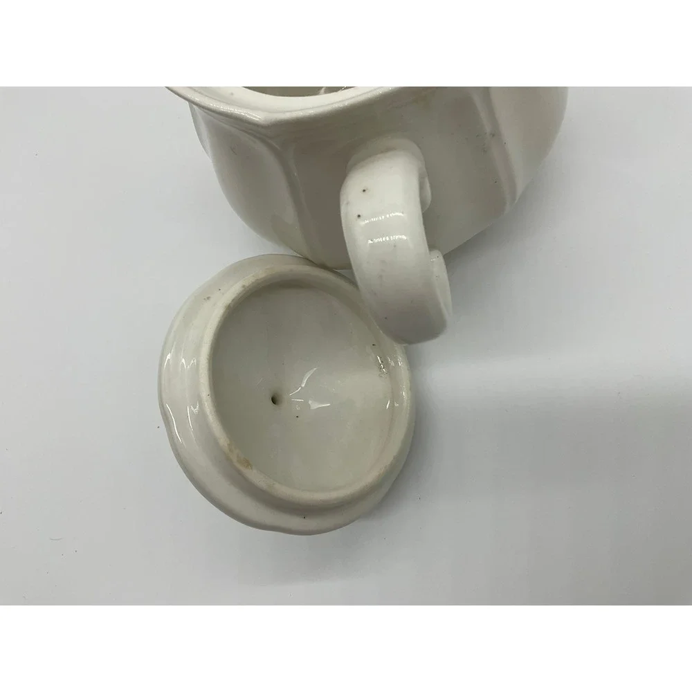 Vintage Sugar Bowl‎ Unisex OS White Scalloped Ceramic Lidded Tea Service